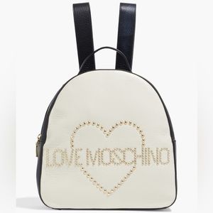 LOVE MOSCHINO Studded two-tone pebbled-leather backpack